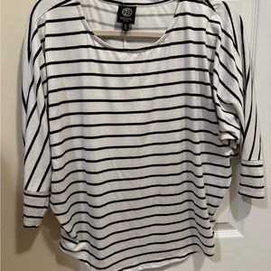 Bobeau Classic Black and White Striped Long Sleeve Top S/P